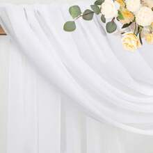 1pc 75*300cm/75*600cm Chiffon Curtain Fabric For Wedding Arch, Outdoor Window Curtain Backdrop, Transparent Arch Curtain, Suitable For Thanksgiving, Christmas, Wedding Ceremony, Party Ceiling Decor, Lavender Color Transparent Chiffon Curtain Fabric For Wedding Arch Decor - White - View 2
