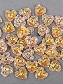 50pcs/Pack, 14mm Large Heart-Shaped Resin Rhinestones, Peacock Eye Colorful AB Resin Rhinestones, Flat Bottom Rhinestones For DIY Decoration - 14mm 50pcs - View 8