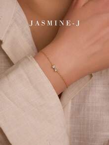 1pc S925 Sterling Silver Bow Bracelet,Double Heart Bow Bracelet,Sterling Silver Women's Bracelet,Minimalist Design,Suitable For Everyday Wear - Multicolor - View 1