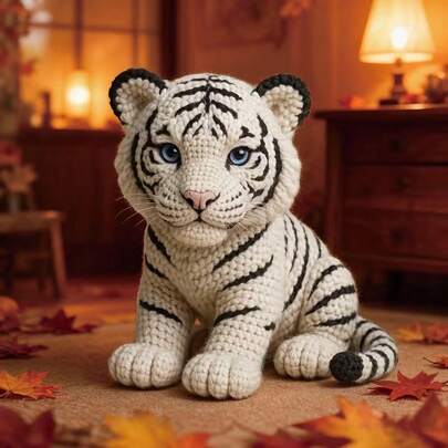 一套可爱老虎DIY钩针玩偶套装，适合初学者 - 成人钩针套装 - DIY钩针套装，包含基础英文钩针说明、分步PDF教程，创意礼物