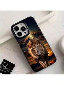UE (DE et ES) Coques de téléphone avec motif coucher de soleil et lion majestueux, protection complète, anti-chute renforcé, étui TPU souple avec grands trous antichoc, étui premium élégant convenant aux séries 16/16Plus/16Pro/16ProMax/15Plus/15Pro/15/14Plus/14ProMax/14Pro/14/13Pro/13/12Pro/12ProMax/12/11ProMax/11/X/XsMax/XR. Cadeau parfait pour les anniversaires des hommes ou de la famille. - Noir - Voir 7