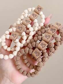 10pcs Stretchy Cute Rabbit Design Hair Ties, Versatile Daily Use, Great Mother's Day Gift - Multicolor - View 3