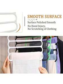 5pcs White Multi-Layer Non-Slip Pants Rack, Multifunctional Wardrobe 5-Tier Hanging Pants Hanger - 5 white - View 7