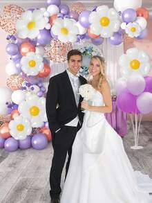 20pcs Sunflower Foil Balloons And White Daisy Balloons, Suitable For Birthday, Wedding, Anniversary, Proposal, Spring Decoration, Mother's Day Decoration, Graduation Ceremony Decoration, Graduation Season Decoration, Can Be Used Indoors And Outdoors. - White - View 5