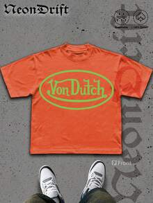 NeonDrift  Double-Sided Printing  Men's T-Shirt Men's Short-Sleeve T-Shirt100% Cotton Fabric Soft & Skin-Friendly Unisex Style Gifts For Spring Festival, Valentine's Day, St. Patrick's Day & World Cup-Van Dutch Dragon Print Men T Shirt Classic Americana Style Graphic Tee Streetwear Fashion Casual Wear For Car Enthusiasts And Vintage Culture Lovers - trái cam - Xem 2