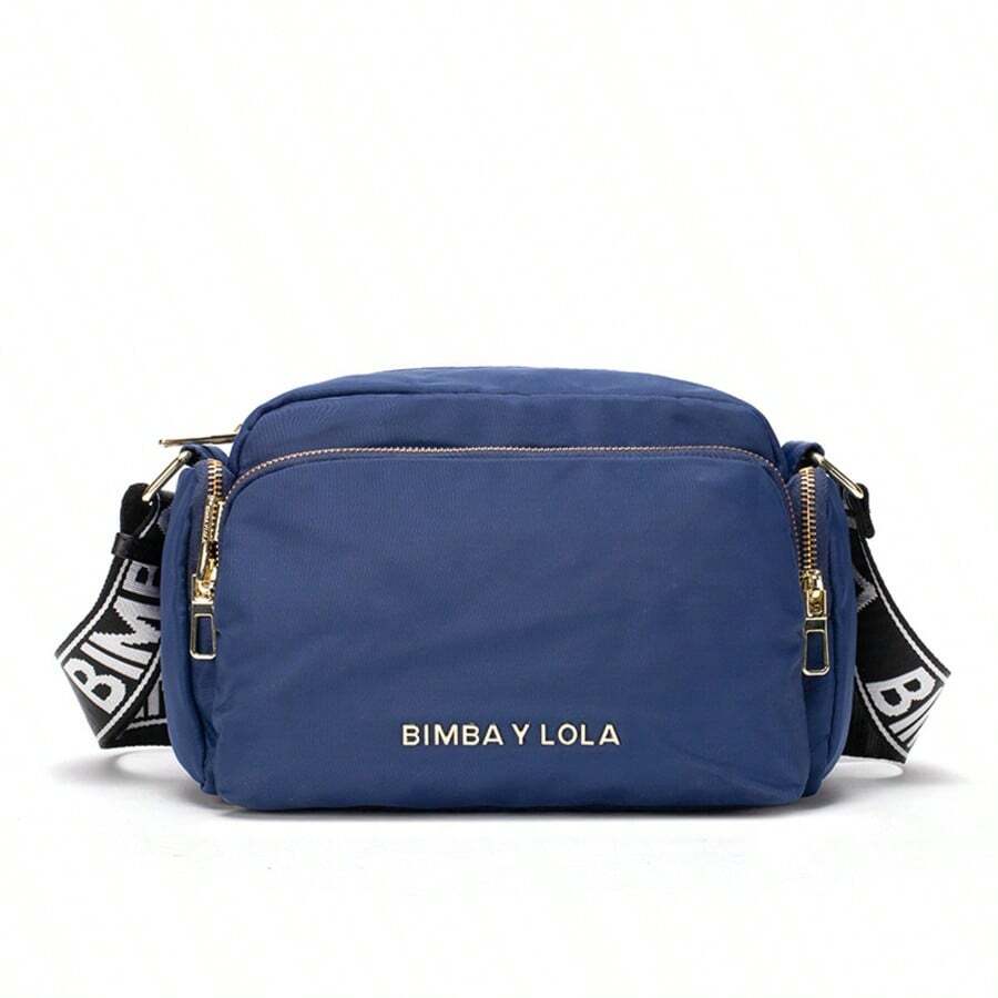 LOLA Women's Shoulder Bag, BIMBA Shoulder Bag, Mother-Daughter Bag, Small Square Bag, Waterproof Women's Bag With Zipper. - 金標軍藍黑帶白字 - 查看 1