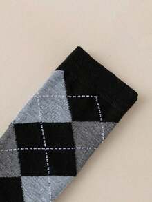 1 Pair Spring Autumn Winter Jk Dance Geometric Patterns Argyle Plaid Knee High Socks Thigh Over The Knee Socks, Y2k, Cozy - 36-39 - 查看 11