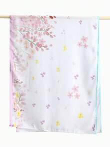 1条女士樱花印花头巾，柔软薄纱面料，时尚百搭，撞色优雅清新长款围巾，多功能披肩，防晒防风，适合所有季节和日常佩戴。 - 多色-E - 查看 3