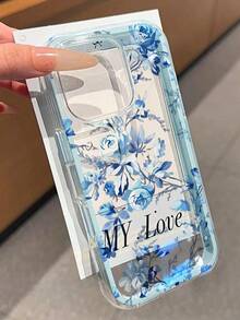 2pc Shiny Blue Peony Flower Pattern Waterproof Anti-Fall Anti-Slip Soft Phone Case Cover Compatible With Apple 17/16/16Pro/16Pro Max/16PlusFOR-YOUR-BELOVED-PHONE Christmas Gifts Christmas Gifts - 款式2(1PC) - 查看 2