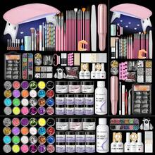 PEACECOLOR Acrylic Nail Kit For Beginners With Mini Lamp And Drill Glitter Powder 3 Gel Colors Base Top Coat Complete DIY Nail Art Starter Set For Extensions French Nails Gift For Women - 02多色 - 查看 12
