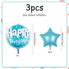 3件套生日快乐气球套装，包含生日快乐气球（蓝色、紫红色、金色）、星星铝箔气球，适合生日派对装饰和氛围营造。 - 多色 - 查看 9