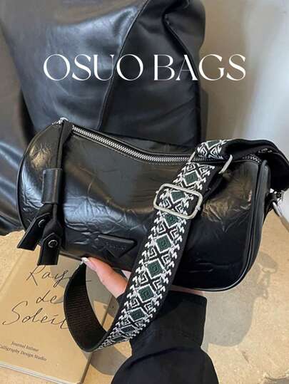 Women's Fashion Minimalist Versatile PU Leather Crossbody Bag, Distinctive Strap Design, Zipper Closure, Suitable For Commuting And Casual Use