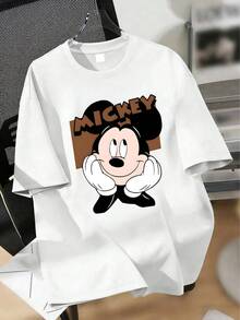 Disney Mickey Mouse Kids & Youth Short Sleeve T-Shirt | Unisex For Boys & Girls (Ages 2-14) | Soft Breathable Crewneck Tee With Classic Mickey Graphic For Everyday Wear | Express Delivery - Blanc - Voir 2