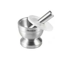 CLICKYA-Mortero acero inox antidesl. c/tapa 9,8 x 8,2 cm, juegos de mortero y mano para pastillas hierbas especias jengibre ajo patatas y más - Plateado - Ver 4