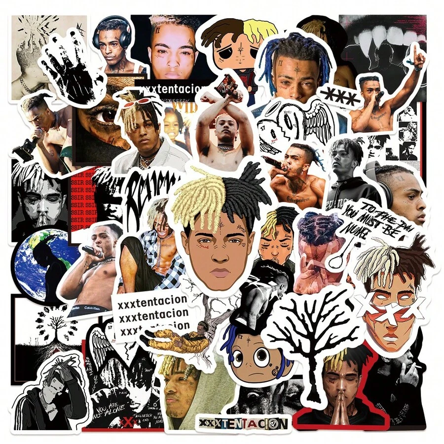 50pcs XXX Stickers, Stickers, Jah, Triple X, Music Fans Merch Goods, Soundcloud Stickers, Look At Me Stickers, Scrapbooking DIY Stickers, Gift Packaging Stickers, Desktop Decor Stickers, Luggage Stickers, Water Bottle Stickers, Decorative Stickers, Party Decorations - Multicolor - View 1