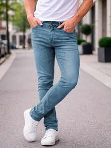 Shendy Vendy Men's Slim Fit Jeans, Slim Fit Style For Men - Cadet Blue - View 2