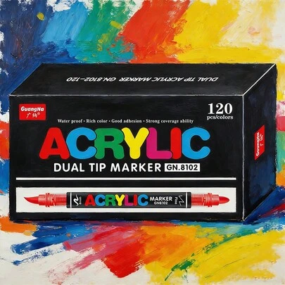 GuangNa 36/60/84/120/168色双头直涂式丙烯马克笔防水软头毛笔圣诞节学校用品文具