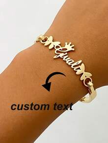 Vòng tay khắc tên theo yêu cầu, thép không gỉ mạ vàng 18K, chống nước, kiểu dáng punk hình trái tim lãng mạn, quà tặng cá nhân hóa. - Mới - Xem 4