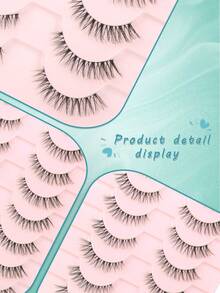 10 Pairs Clear Band Faux Mink Lashes Spiky Cat Eye Lashes Natural Eyelashes, Look Like Eyelash Extensions, 3D Lashes False Eyelashes - Black - View 5