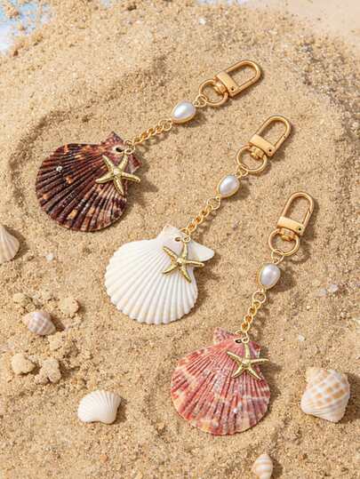 1pc Seashell Starfish Pearl Keychain,Beach Bag Charm,Summer Beach Style Bag Charms,Coastal Keychain,Natural Seashell Keychain,Fashion Accessories,Suitable For Bags, Phone Charms, Earphone Pendants, And Car Keys,Unique Party Gifts, Birthday Gifts, Vacation Gifts, Wedding Gifts, Holiday Gifts