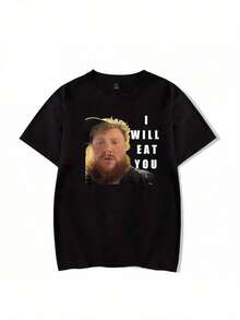 Camiseta vintage de los 90s Caseoh I Will Eat You para hombre y mujer, manga corta, camiseta divertida unisex Harajuku. - Negro - Ver 7