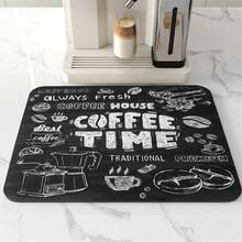 1pc Kitchen Pattern Draining Mat, Coffee Maker Drip Tray, Dish Drying Mat, Placemat, Kitchen Supplies - Multicolor - View 4