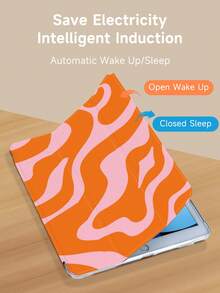 波浪纹简约线条图案平板电脑保护套，兼容9.7/10.2/10.5/10.9/12.9/Pro 11（第十代），兼容三星Galaxy Tab S6 Lite 10.4英寸，兼容Kindle Paperwhite（第十二代，2024年发布），Kindle（第十一代，2022年发布），Kobo Clara Colour，柔软防摔保护，智能支架/自动唤醒/睡眠功能 - 彩色 - 查看 5