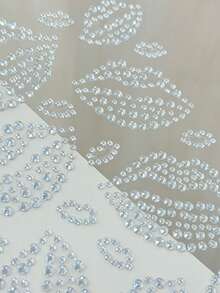 1片唇形水钻脸贴，1片3D逼真唇形自粘闪光水晶脸、眼、身体饰品贴纸，适合女性和女孩，身体饰品水晶贴纸，情人节水晶贴纸 - 彩色 - 查看 8