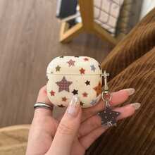 INS Korean Style Splatter Paint Plaid Star Earphone Case Compatible With AirPods 4, Pro 3, New Pro 2, 3, Cute Protective Cover Compatible With Apple 2 - Apricot - View 2