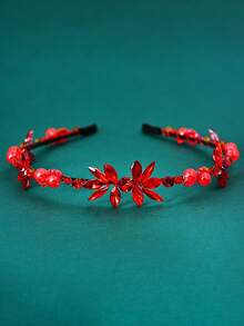 1pc Elegant Handmade Bridal Headband With Rhinestones, Women's Fine Hair Hoop For Wedding Party - Multicolor - View 11