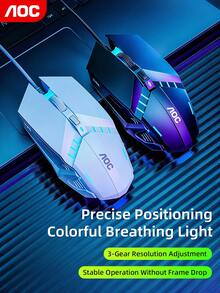 AOC Wired Gaming Mouse: Comfortable Grip, Excellent Control, Six-Level Resolution Switching, Breathing Light Effect, Vivid Rhythm, Plug And Play. - View 2