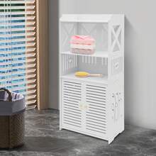 WUPYI2018 Badezimmer-Aufbewahrungsschrank Badezimmer-Seitenschrank Toiletten-Seitenschrank Weiß, 90 x 40 x 25 cm, Schlanker Aufbewahrungsschrank mit drei Ebenen und einem belüftet - Weiss - Übersicht 1