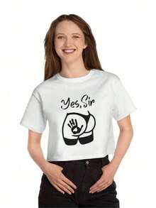 Yes Sir  DD Naughtuiss Kinky  FetiS1H Uni T-S1HirtMade From D220g Essential 100% Cotton T-Shirt - UniS-Ex For All OcC-AsionsSuitable For All People, Whether WoM-En Or M-Enhigh-Quality Durable Fabric Suitable For All Seans,Ft To The Touch But Built To LastBreathabletops WoM.En Fall OutfiT.S For WoM.En VaC.Ation OutfiT.S WoM.En Costume - White - View 1