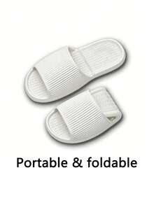 Sandales pliables légères en EVA | Sandales de bain anti-odeur et antidérapantes | Sandales d'intérieur antidérapantes améliorées | Pantoufles de maison en EVA souples et respirantes, convenant pour le spa et la piscine | Séchage rapide et léger, convenant pour la maison, le dortoir et les voyages - Beige - Voir 4