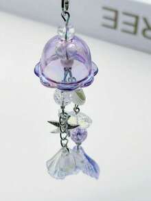 Dây đeo điện thoại kiểu nàng tiên cá Comfort Fit Ocean Element 1 chiếc, họa tiết vỏ sò sao biển màu tím, đính hạt cườm, phụ kiện điện thoại hình nàng tiên cá, thích hợp làm quà tặng cho mẹ, gia đình, bạn bè, sinh nhật, ngày lễ, phụ kiện điện thoại mùa xuân, quà sinh nhật. - Màu tím hoa cà - Xem 3