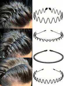 1-5pcs Minimalist Metal Wavy Hair Hoop, Facial Cleansing Headband, Wavy Hair Clip, Unisex Hair Accessory, Suitable For Men And Women - Wave Headband - View 2