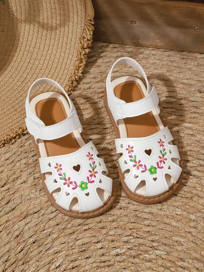 2026 Summer New Breathable Mesh Embroidered Headband & Sandals For Girls, Fashion Versatile Casual Party Princess Style Cute Mule Shoes, Toddler Thick Sole Sandals, Princess Style Baby Flat Shoes (Slightly Larger Size, Please Order One Size Up If You Are Plus Size)