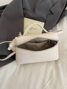 Dedoo Minimalist Sweet Girl Style Handbag And Shoulder Bag, With Embossed Texture, Square Box Shape, Elegant Dual Zipper Design, Suitable For Commuting, Dating, Parties And Other Occasions - White - View 10