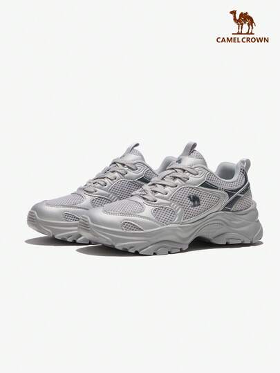 CAMEL CROWN 女士休闲运动鞋，透气防滑耐穿复古厚底运动鞋，秋季必备