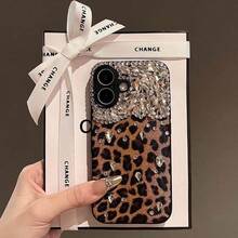 Cheetah, Leopard Print Luxury Leopard Print Rhinestone Studded Phone Case, Compatible With Iphone 17 Pro Max, 17 Pro, 17, 16 Pro Max, 16 Pro, 16, 15 Pro Max, 15 Pro, 15, 14 Pro Max, 14 Pro, 14, New 13 Pro Max, 13 Pro, 13, Exquisite Leather Bling Phone Case - Brown - View 5