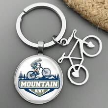 Medvang 1pc Zinc Alloy Mountain Bike/Road Bike Keychain For Cycling Enthusiasts - Antique Silver - View 4