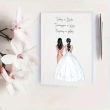 1 Thiệp Chúc Mừng Cưới Kèm Phong Bì - Thiết Kế Cô Dâu & Phù Dâu Màu Nước "Hôm Nay là Cô Dâu, Ngày Mai là Vợ, Mãi Mãi là Chị Em" - Nghệ Thuật Đồ Họa 2D Trang Nhí, Thích Hợp Làm Quà Tặng Cô Dâu, Quà Cưới, Quà Tặng Chị Em Gái (Gia Đình & Bạn Bè) - A - Xem 6