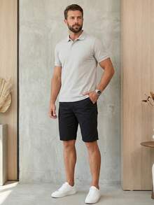 Bermuda Masculina Premium Comfort Elegante Preto - Preto - Visão 4