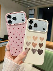 3件套爱心印花仿皮纹理防摔防刮防滑手机壳，可爱爱心美学设计（红色迷你爱心、米色渐变爱心、白色线条爱心），兼容 11/12/13/14/15/16/16 Plus/17/17 Pro/17 Pro Max/16e 和 Galaxy S24 Ultra/S25 Ultra/A06 - 彩色 - 查看 2