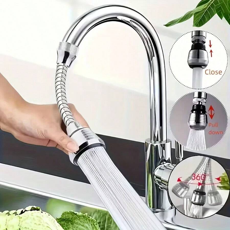 2 piezas Extensor de grifo giratorio 360°, con 2 modos de rociado (fuerte/suave), diseño antisalpicaduras - Material ABS duradero, instalación sin herramientas, adecuado para lavabo de baño y cocina - Se adapta a la mayoría de grifos - Accesorio de grifo ahorra espacio