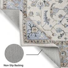 Vintage  Runner Rug Floral Pattern Rug Washable Area Rug Soft Area Rug For Bedroom Stain Resistant Rugs With Non Slip Backing Low Pile Rug For Kitchen Bathroom - Beis - Ver 7