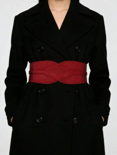 1pc Women's Red Minimalist Rhombus Shaped Fashion Decorative Waist Belt, Suitable For Halloween Party Or Daily Wear