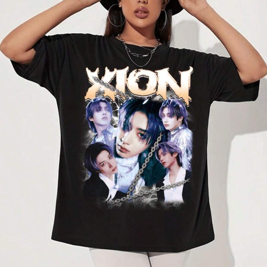 Retro Xion Oneus T-Shirt, 2025 Oneus World Tour Hour Us Shirt, Oneus Dear M Album Shirt, ONEUS Xion, - 黑色 - 查看 1