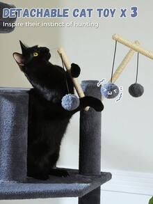 PAWZ Road 69'' Tall Cat Tree For Indoor Large Cats, Large Cat Tower For Fat Cats With Super Big [20X16] Hammock, Cat ClimbingTree Tower With Scratching Posts, Condo House And Large Top Perch,Deep Grey - Dark Grey - View 7