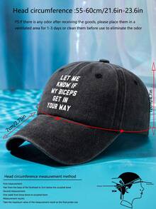 1顶男女通用户外休闲时尚“LET ME KOW”字母印花百搭水洗复古黑色棒球帽，适合春、夏、秋季日常搭配 - A - 查看 4